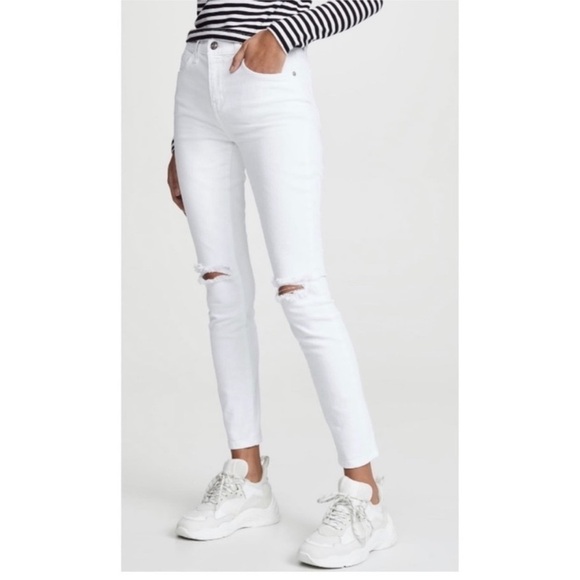NWT Current Elliott High Waist Stiletto Jeans in White - Picture 1 of 10